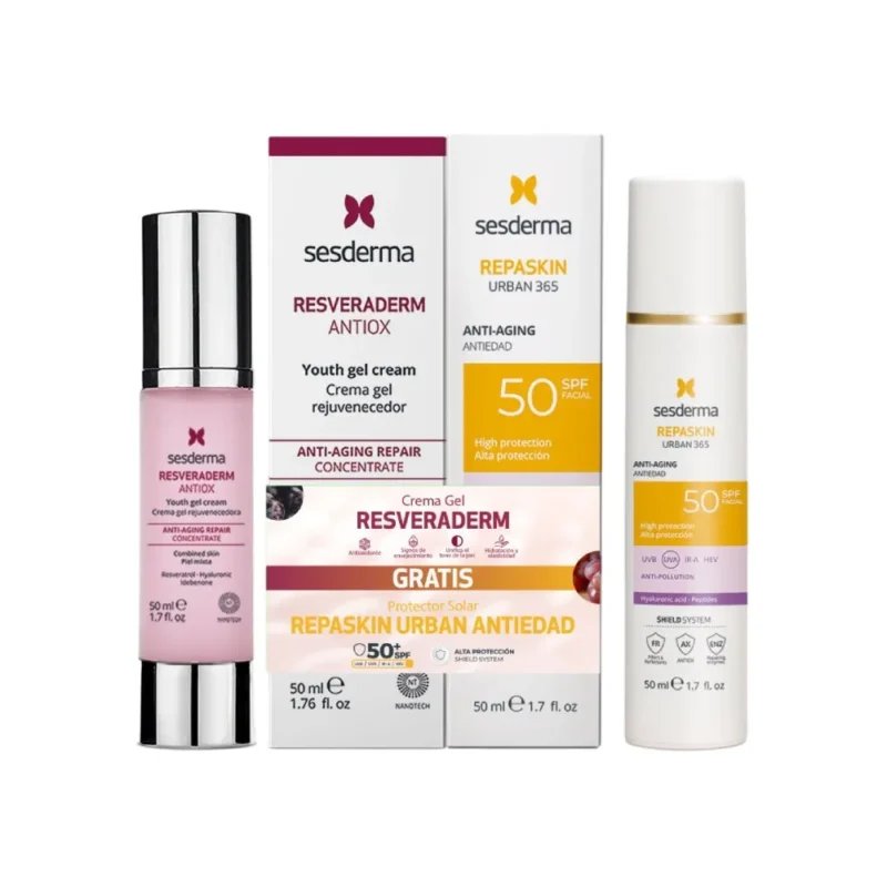 Sesderma Kit Resveraderm Crema Gel x50ml + Gratis Fotoprotector Repaskin Urban Antiedad x50ml