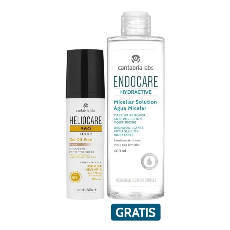 Kit Heliocare 360° Gel Oil-Free Beige x50ml Gratis Endocare Hydractive Agua Micelar x400ml