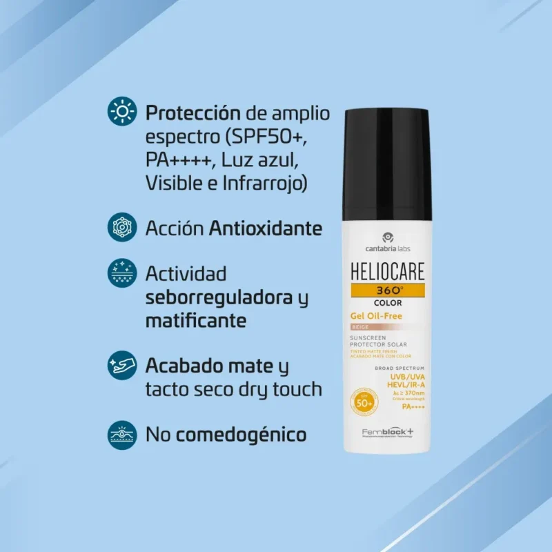 Kit Heliocare 360° Gel Oil-Free Beige x50ml Gratis Endocare Hydractive Agua Micelar x400ml