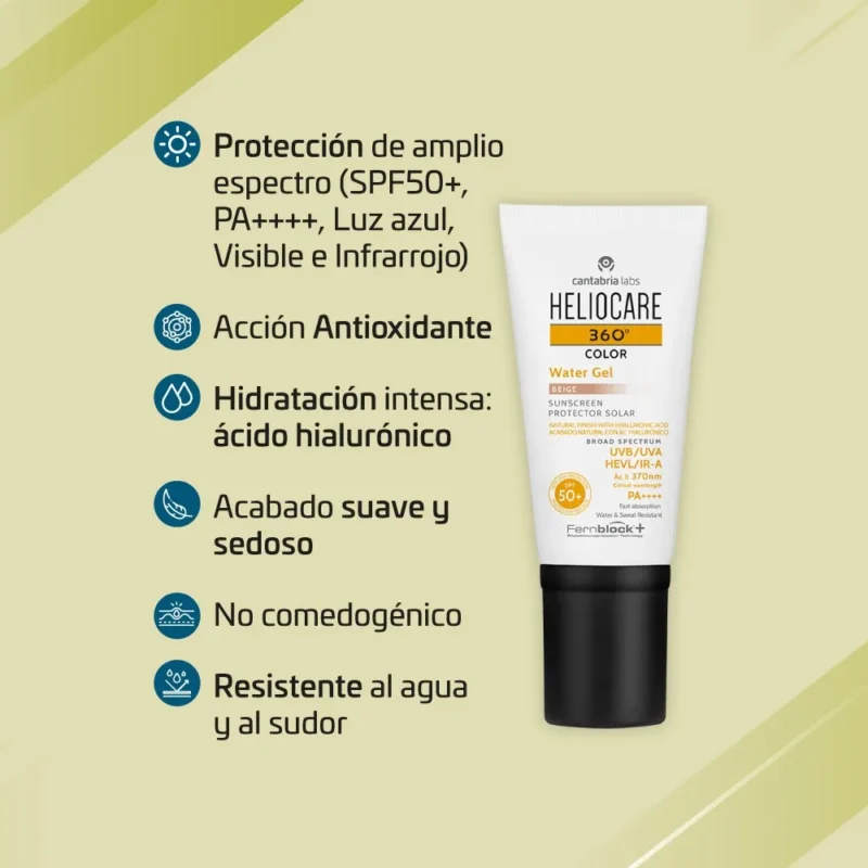 Kit Heliocare 360° Water Gel Color Beige SPF50+ x50ml Gratis Endocare Aquafoam x125ml