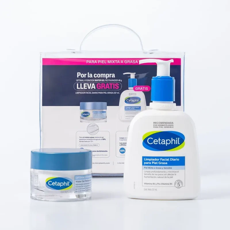 Kit Piel Grasa Cetaphil Limpiador Piel Grasa x237ml + Optimal Hydration Water Gel x48g