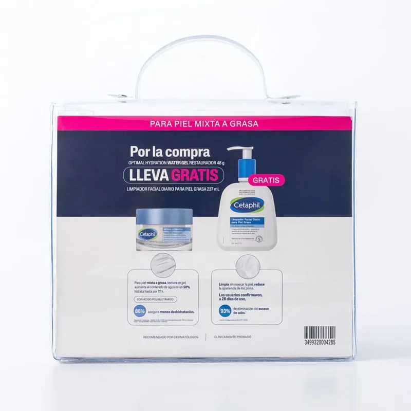 Kit Piel Grasa Cetaphil Limpiador Piel Grasa x237ml + Optimal Hydration Water Gel x48g